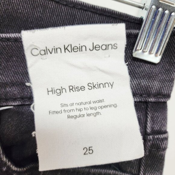 Calvin Klein Womens High Rise Skinny Jeans Black Denim Regular Length Size 25 - Picture 3 of 13